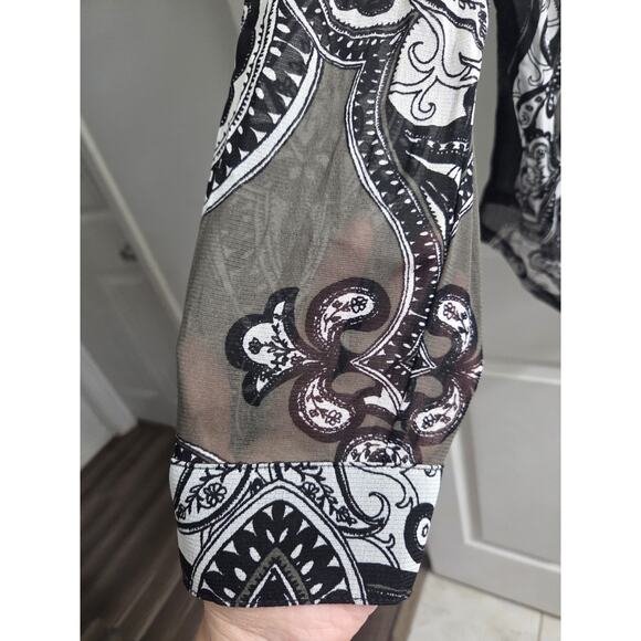 INC International Concepts Green LACE-UP MESH PRINT Sheer Blouse Shirt Top XXL - Picture 8 of 9